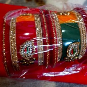 Beautiful brand new wedding bangles Chula set multicolored